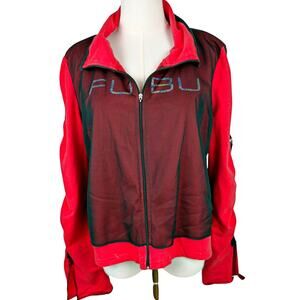 Fubu The Collection Women's 1X Black Red Mesh Jacket Lightweight Streetwear